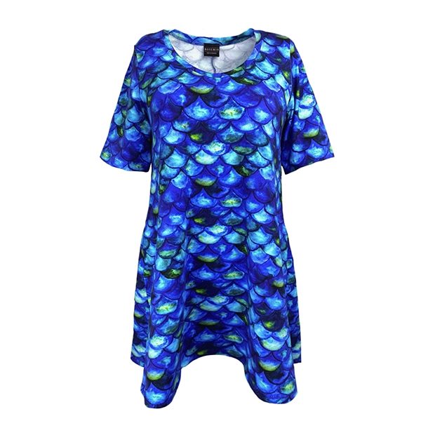 Rosemin ANNA - Koboltblå bluse i A-form med mønster