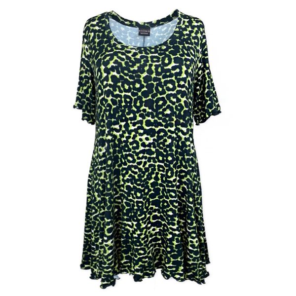 Rosemin Anna - Sort / grøn bluse i A-form med leopardmønster