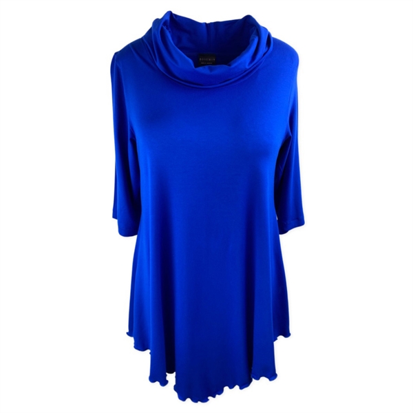Af storm Forstyrre enkelt gang Rosemin Asta - Koboltblå bluse i A-form med spidser for og bag med krave -  Rosemin mode